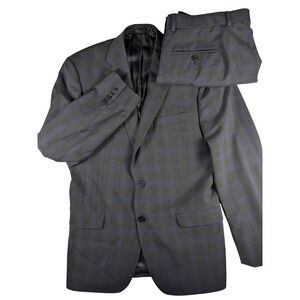 Calvin Klein‎ Men's Wool Natural Stretch Plaid Suit 40R Pants 35x31 (Mint)